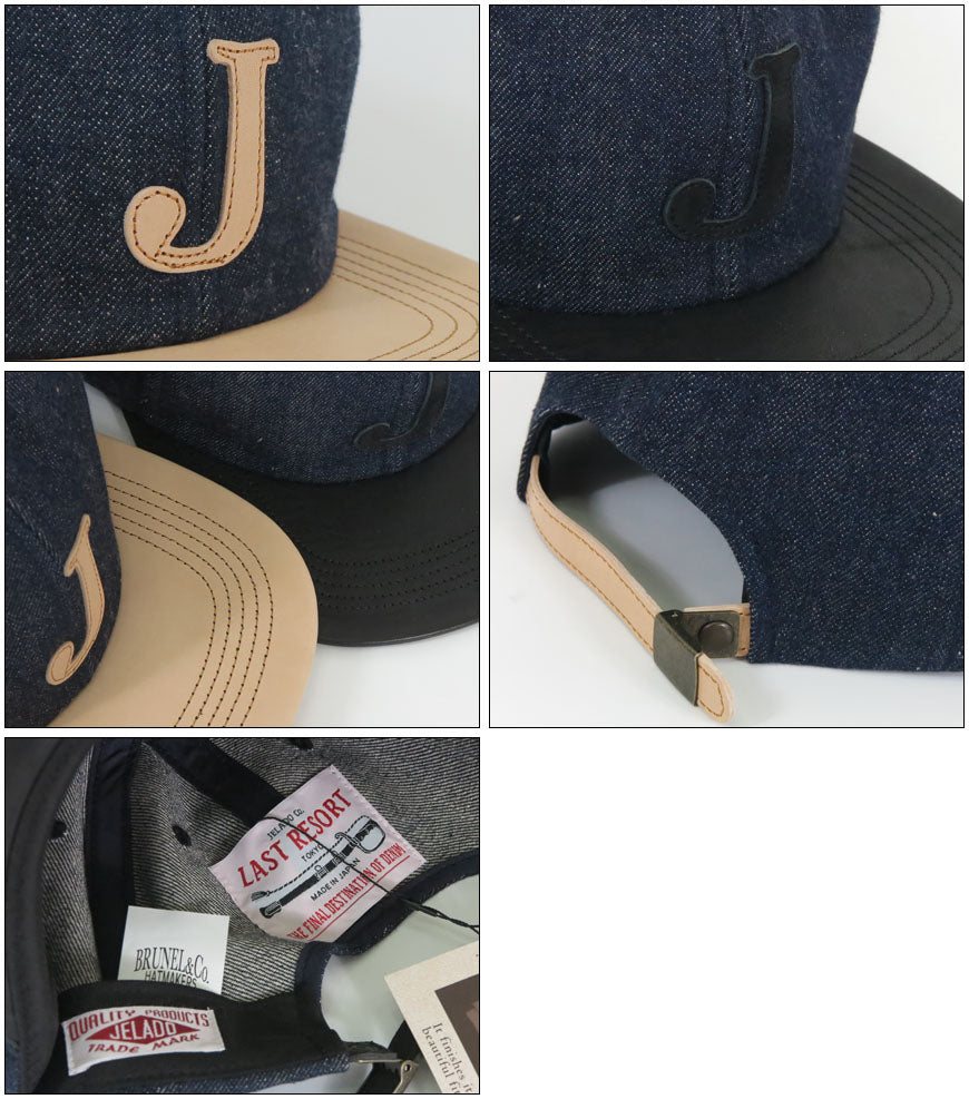 JELADO × BRUNEL ＆ Co. HATMAKERS レザー / デニム ベースボール キャップ 白タグ Last Resort ジェラード ブルーネル AB21750