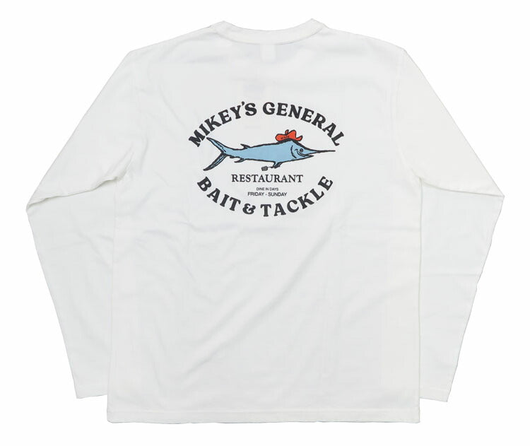 バーンズ BARNS 長袖 タフネック プリント Ｔシャツ ”Mikey's Generals” BR-24327【2024-25年秋冬新作】