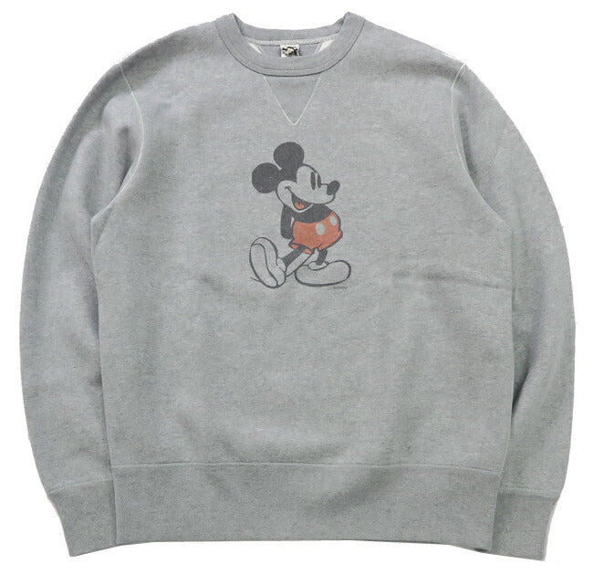 バーンズ BARNS 長袖 COZUN 両Vガセット クルーネック スウェット トレーナー プリント Mickey Mouse BR-24391【2024-25年秋冬新作】