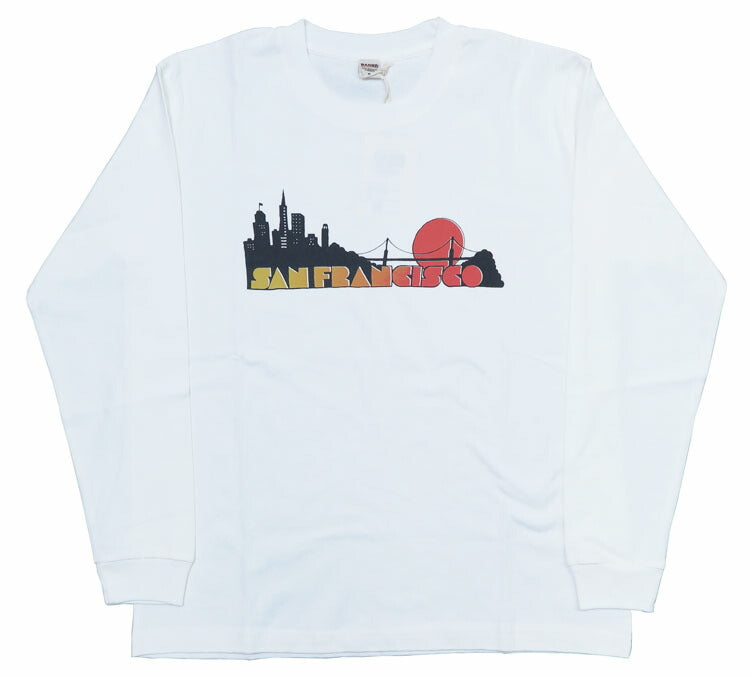 バーンズ BARNS 長袖 プリント サンフェード Tシャツ ピグメント染め "San Francisco" BR-24411【2024-25年秋冬新作】