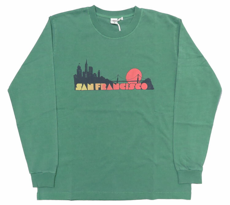 バーンズ BARNS 長袖 プリント サンフェード Tシャツ ピグメント染め "San Francisco" BR-24411【2024-25年秋冬新作】