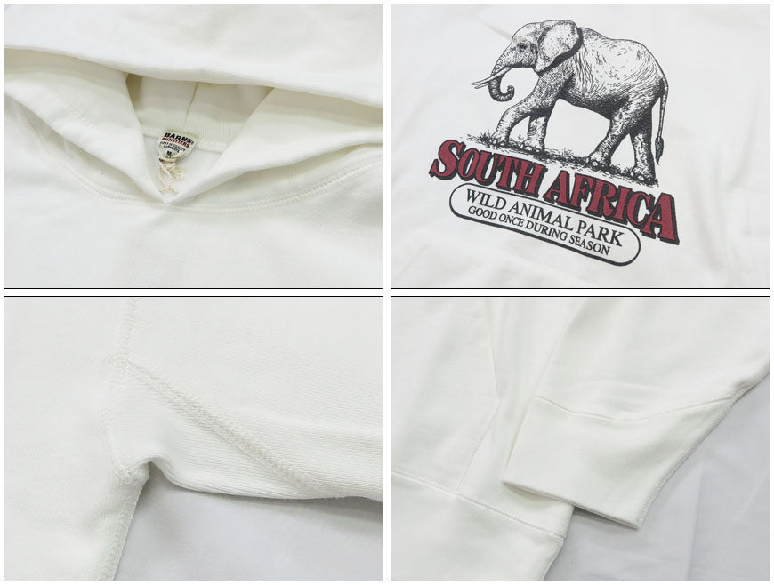 バーンズ BARNS 長袖 プルパーカー アスレチックシリーズ プリント ピグメント染め ”Wild Animal Park” BR-24446【2024-25年秋冬新作】