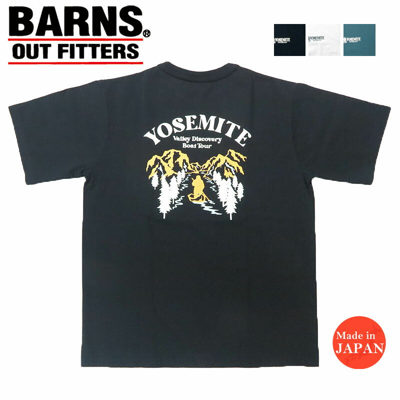 バーンズ BARNS タフネック 半袖 プリント Tシャツ"YOSEMITE" 18/-OE Tough neck S/S Print T-shirt BR-25146 【2025年春夏新作】