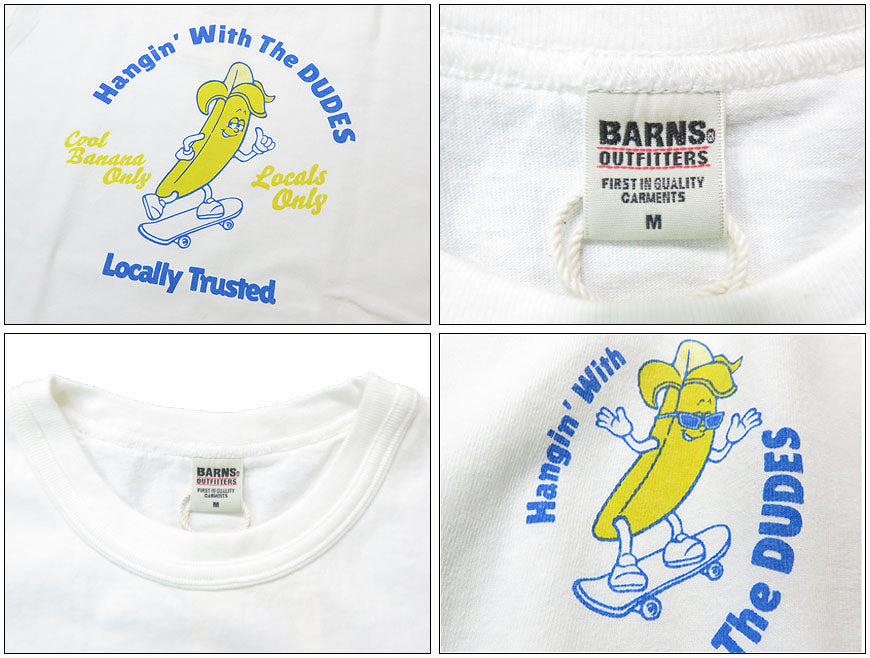 バーンズ BARNS タフネック 半袖 プリント Tシャツ"BANANA BOY" 18/-OE Tough neck S/S Print T-shirt　BR-25147 【2025年春夏新作】