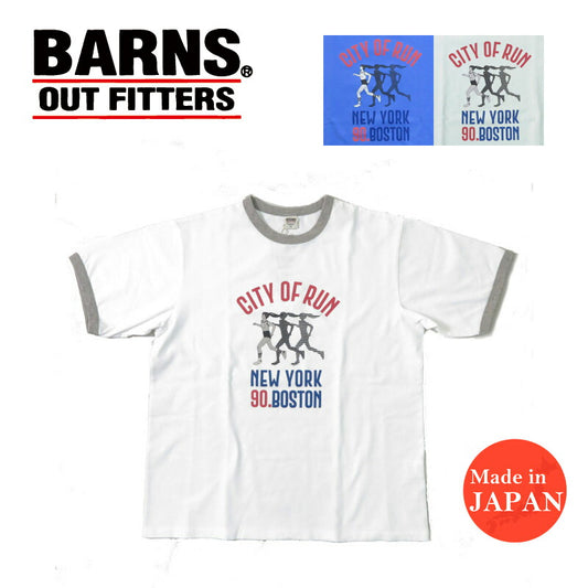 バーンズ BARNS リンガーネック 半袖 プリント Tシャツ CITY OF RUN BR-25168 【2025年春夏新作】