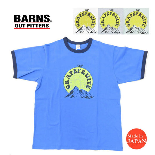 バーンズ BARNS リンガーネック 半袖 プリント Tシャツ GRAPEFRUITE BR-25169 【2025年春夏新作】