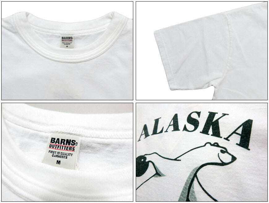 バーンズ BARNS タフネック 18/-OE 半袖 プリント Tシャツ ”ALASKA” BR-25282【2025年春夏新作】