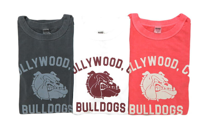 バーンズ BARNS 半袖 バインダーネック カレッジロゴ プリント Tシャツ