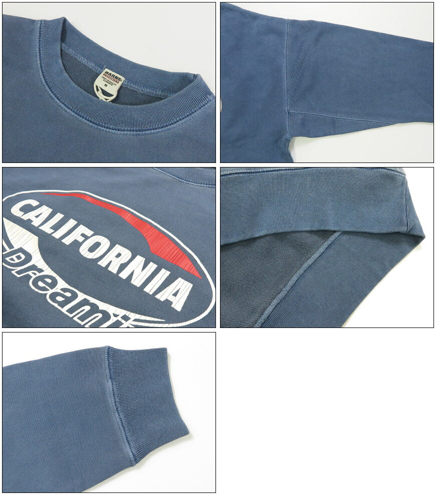 バーンズ BARNS スーパーヘビーウェイト  クルーネック スウェット プリントトレーナー ”CALIFORNIA　Dreamin” BR-25351【2025年秋冬新作】