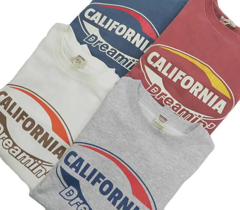 バーンズ BARNS スーパーヘビーウェイト  クルーネック スウェット プリントトレーナー ”CALIFORNIA　Dreamin” BR-25351【2025年秋冬新作】