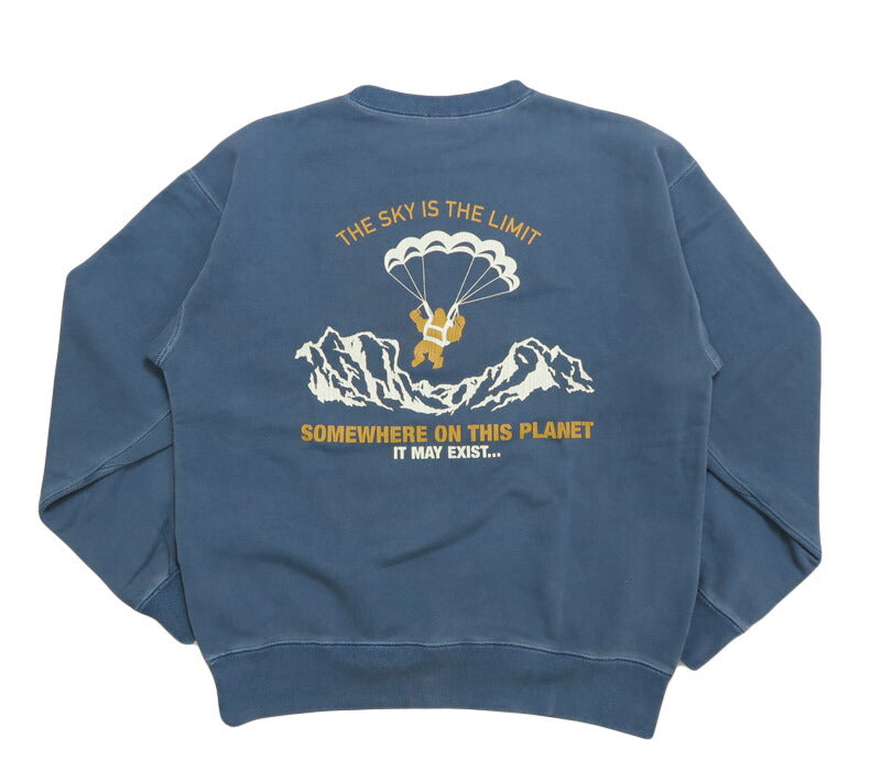 バーンズ BARNS スーパーヘビーウェイト クルーネック スウェット プリント トレーナー ”THE SKY IS THE LIMIT” BR-25353【2025年秋冬新作】
