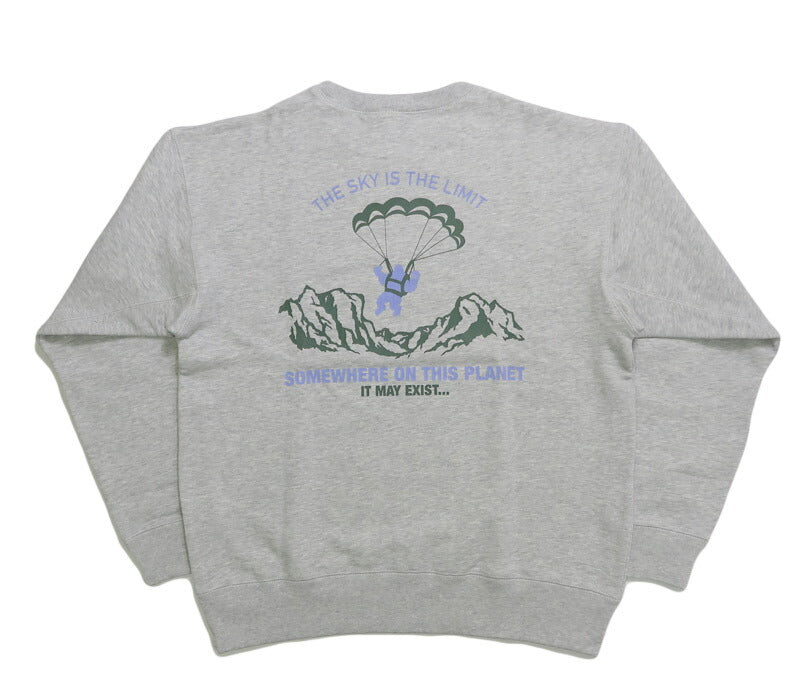 バーンズ BARNS スーパーヘビーウェイト クルーネック スウェット プリント トレーナー ”THE SKY IS THE LIMIT” BR-25353【2025年秋冬新作】