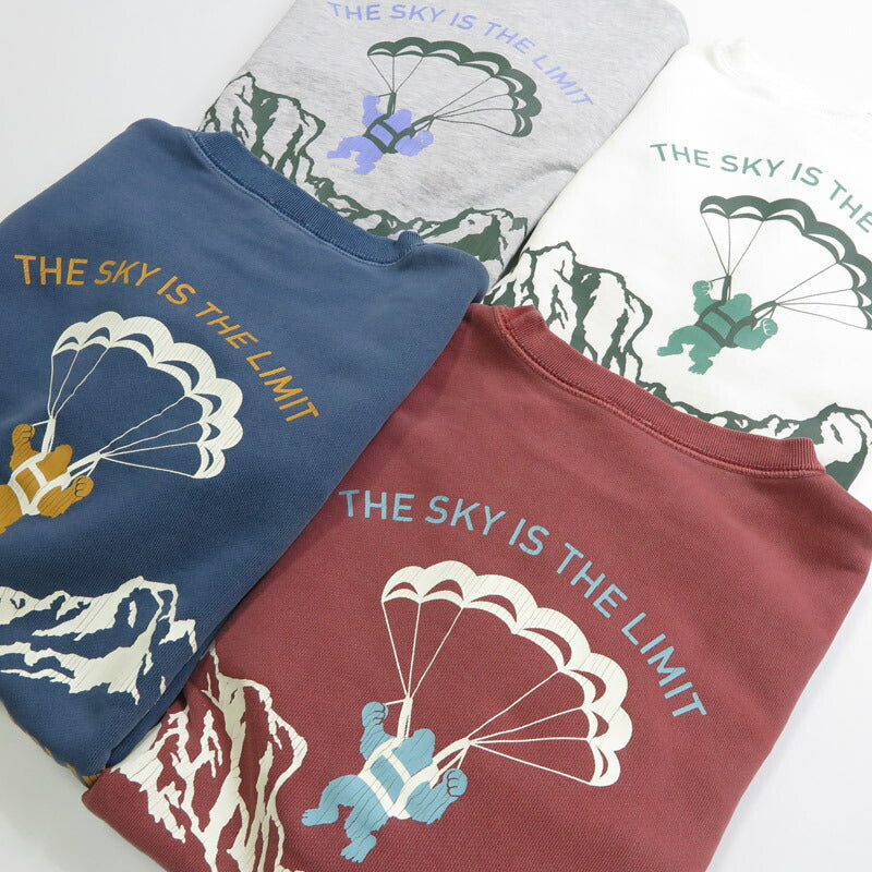 バーンズ BARNS スーパーヘビーウェイト  クルーネック スウェット プリントトレーナー ”THE SKY IS THE LIMIT” BR-25353【2025年秋冬新作】