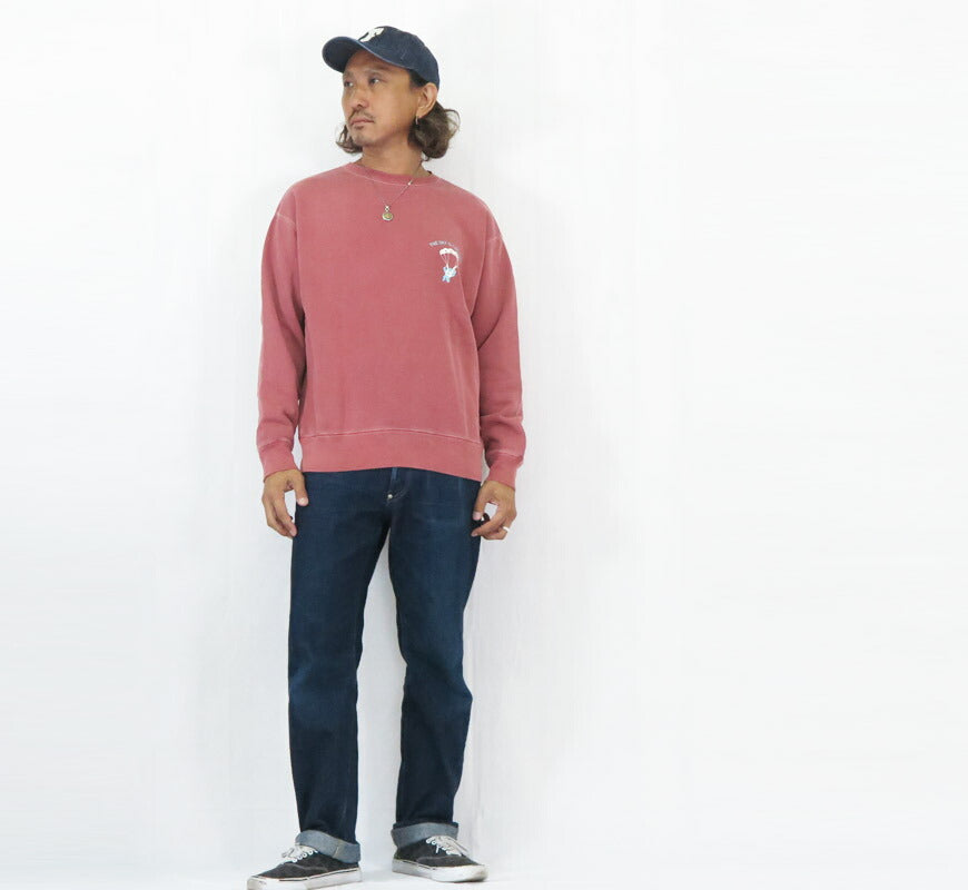 バーンズ BARNS スーパーヘビーウェイト  クルーネック スウェット プリントトレーナー ”THE SKY IS THE LIMIT” BR-25353【2025年秋冬新作】