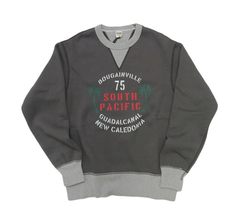 バーンズ BARNS はめこみ両ガゼットクルーネックスウェット 長袖 "SOUTH PACIFIC" 30/7 COZUN BR-25359