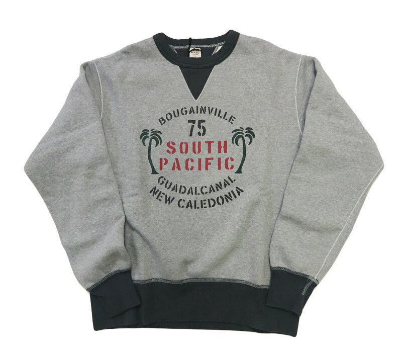バーンズ BARNS はめこみ両ガゼットクルーネックスウェット 長袖 "SOUTH PACIFIC" 30/7 COZUN BR-25359