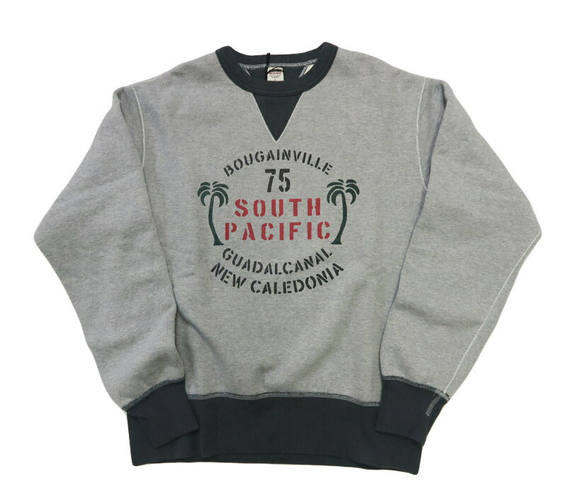 バーンズ BARNS はめこみ両ガゼットクルーネックスウェット 長袖 "SOUTH PACIFIC" 30/7 COZUN BR-25359