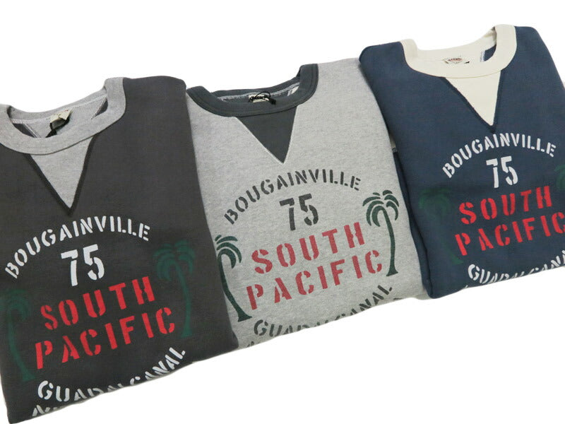 バーンズ BARNS はめこみ両ガゼットクルーネックスウェット 長袖 "SOUTH PACIFIC" 30/7 COZUN BR-25359