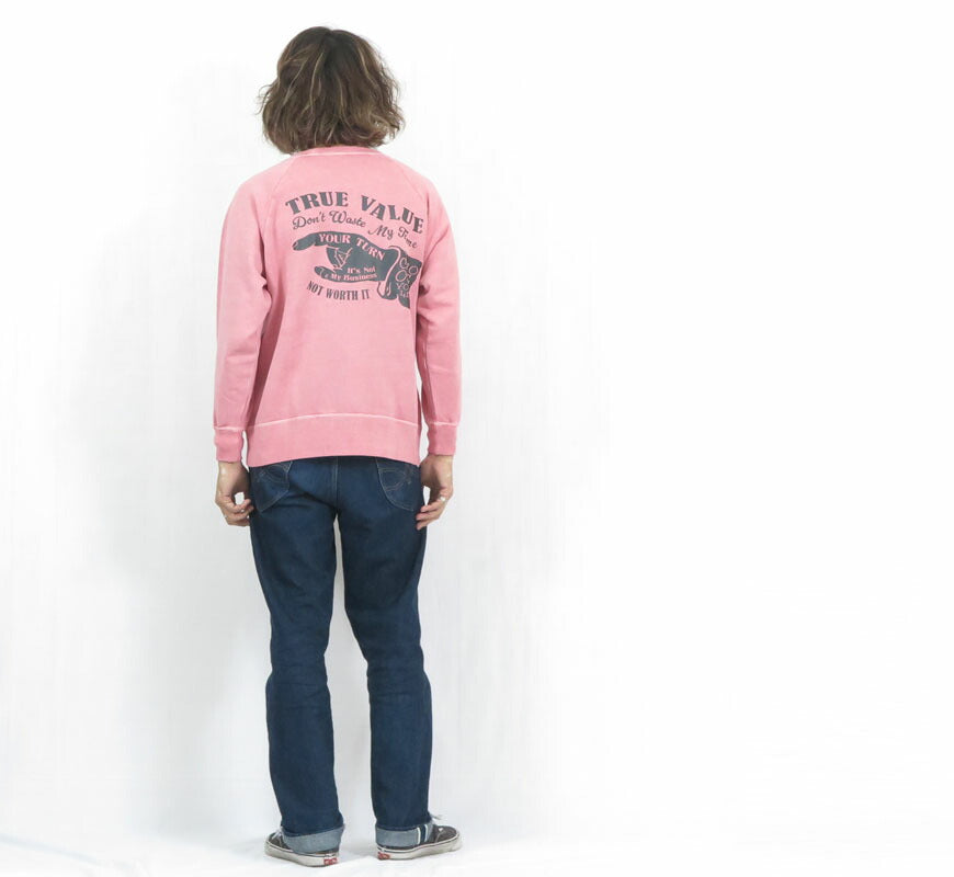 バーンズ BARNS G.O.A.T.スラブ スウェット プリント ラグランスリーブ ”TRUE VALUE” BR-25414【2025年秋冬新作】