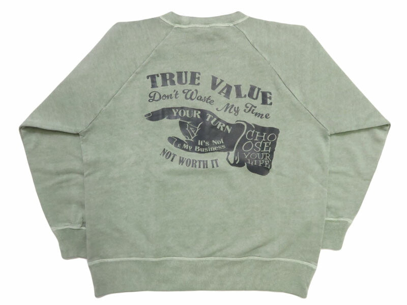 バーンズ BARNS G.O.A.T.スラブ スウェット プリント ラグランスリーブ ”TRUE VALUE” BR-25414【2025年秋冬新作】