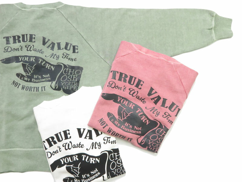 バーンズ BARNS G.O.A.T.スラブ スウェット プリント ラグランスリーブ ”TRUE VALUE” BR-25414【2025年秋冬新作】