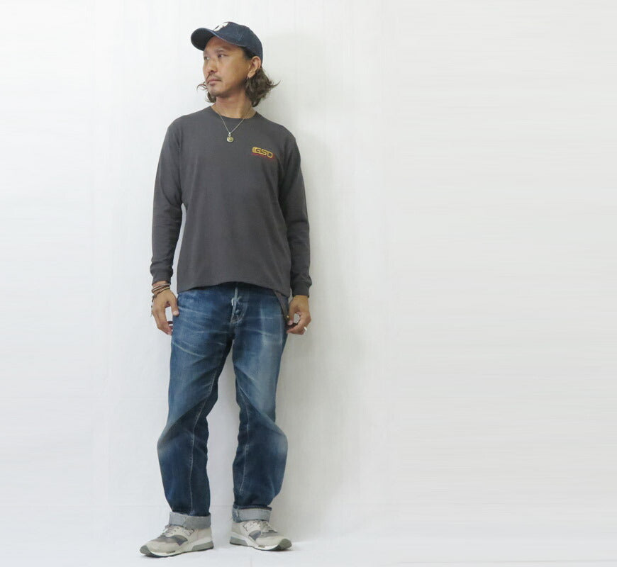 バーンズ BARNS 長袖 ”GLOBAL SPEED DELIVERY” HOT-SHOT LS TEE プリント Ｔシャツ  BR-25421【2025年秋冬新作】