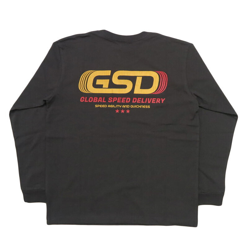 バーンズ BARNS 長袖 ”GLOBAL SPEED DELIVERY” HOT-SHOT LS TEE プリント Ｔシャツ  BR-25421【2025年秋冬新作】