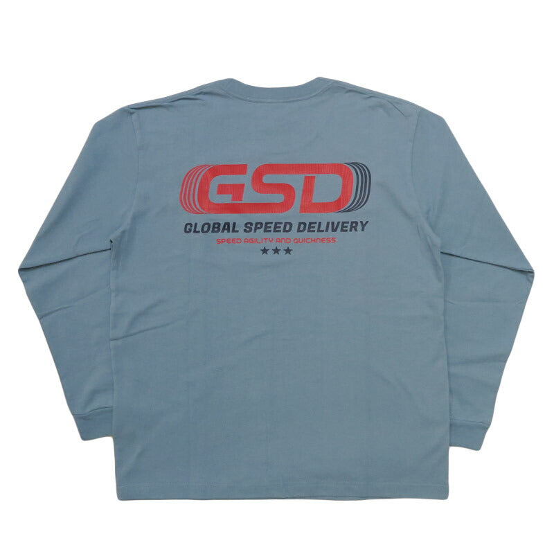 バーンズ BARNS 長袖 ”GLOBAL SPEED DELIVERY” HOT-SHOT LS TEE プリント Ｔシャツ  BR-25421【2025年秋冬新作】