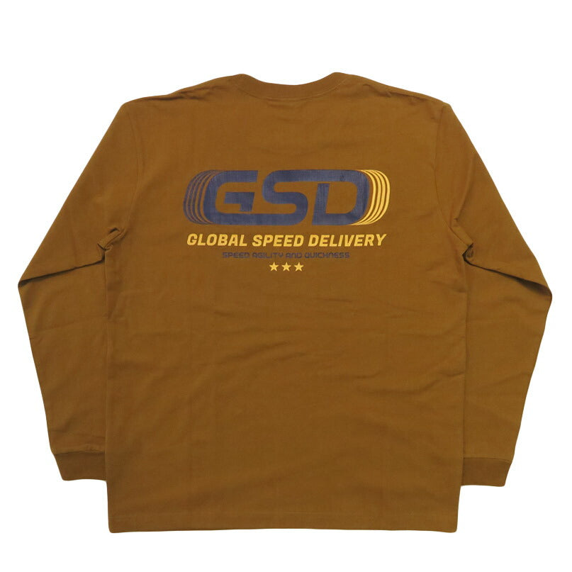 バーンズ BARNS 長袖 ”GLOBAL SPEED DELIVERY” HOT-SHOT LS TEE プリント Ｔシャツ  BR-25421【2025年秋冬新作】