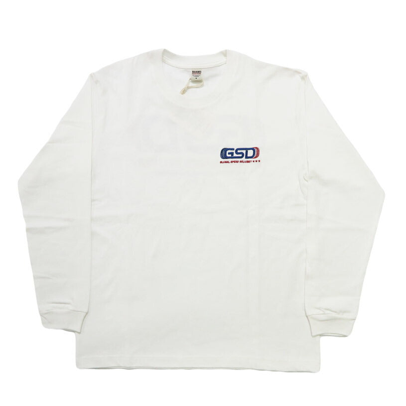 バーンズ BARNS 長袖 ”GLOBAL SPEED DELIVERY” HOT-SHOT LS TEE プリント Ｔシャツ  BR-25421【2025年秋冬新作】