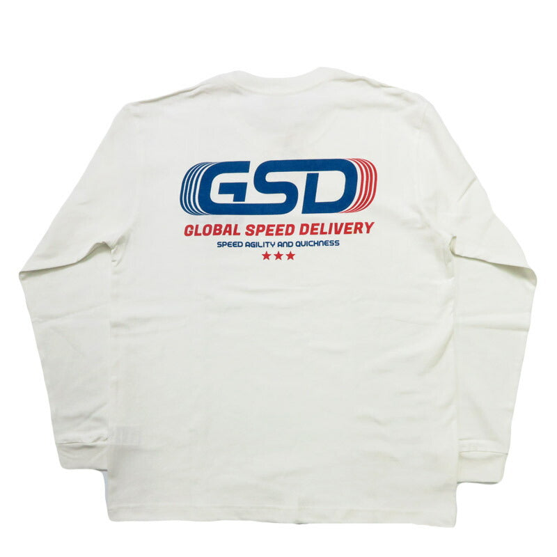 バーンズ BARNS 長袖 ”GLOBAL SPEED DELIVERY” HOT-SHOT LS TEE プリント Ｔシャツ  BR-25421【2025年秋冬新作】