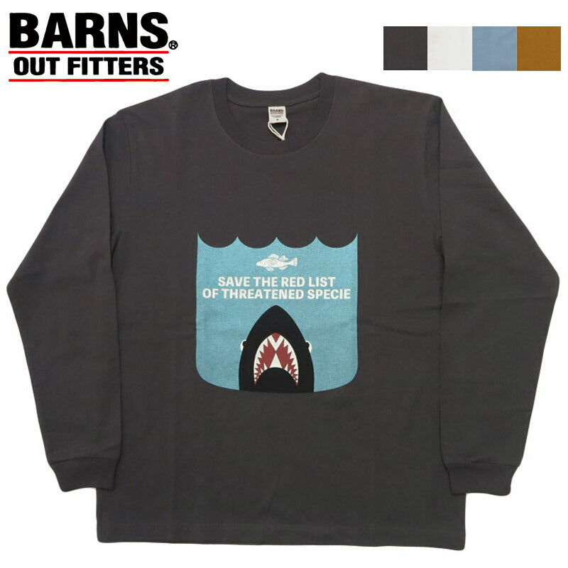 バーンズ BARNS 長袖 ”SAVE THE RED LIST” HOT-SHOT LS TEE プリント Ｔシャツ  BR-25422【2025年秋冬新作】