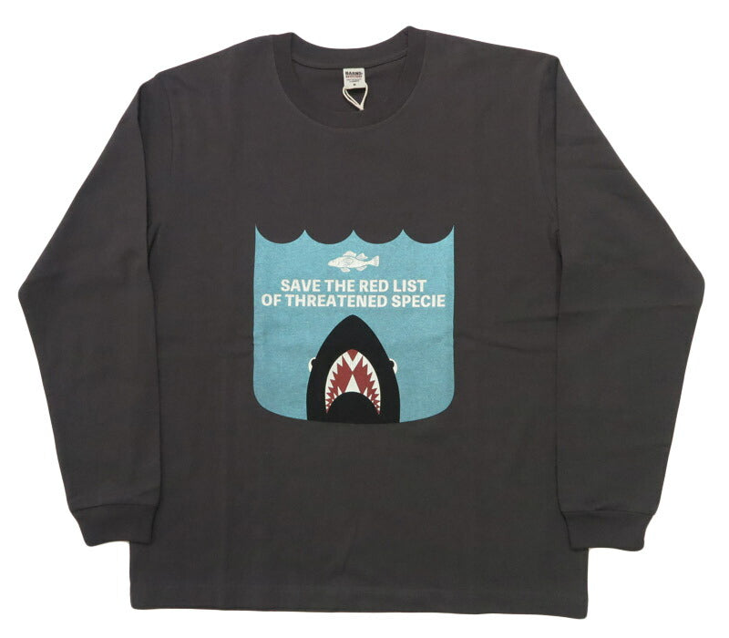 バーンズ BARNS 長袖 ”SAVE THE RED LIST” HOT-SHOT LS TEE プリント Ｔシャツ  BR-25422【2025年秋冬新作】