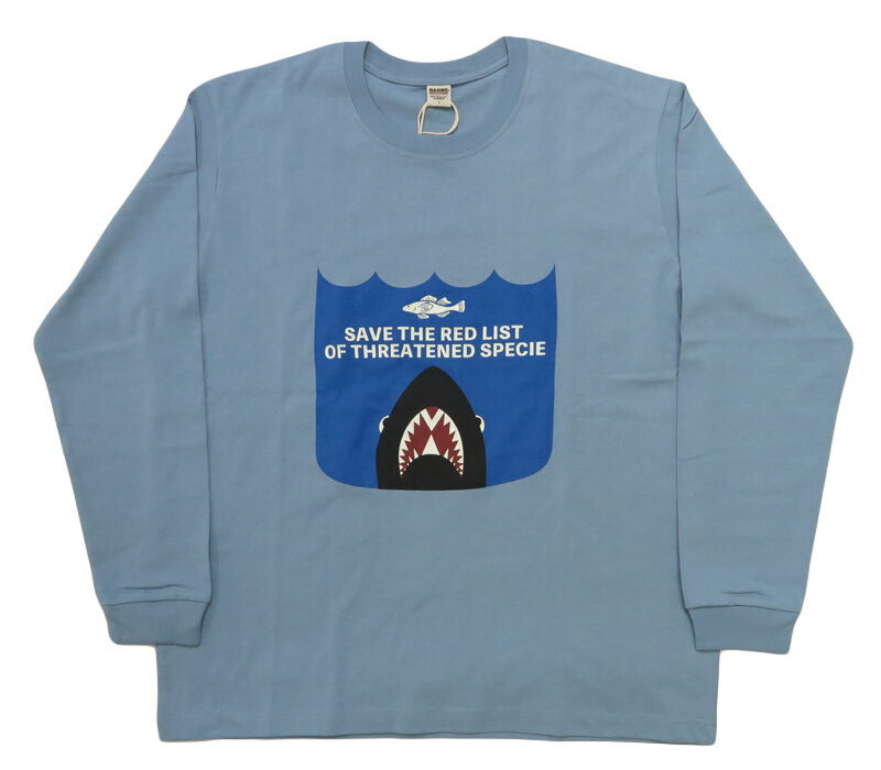 バーンズ BARNS 長袖 ”SAVE THE RED LIST” HOT-SHOT LS TEE プリント Ｔシャツ  BR-25422【2025年秋冬新作】