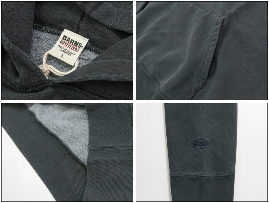 バーンズ BARNS 長袖 プルオーバー スウェット パーカー アスレチック プリントフーディー  "ROLL" ピグメント染め 裏起毛 BR-25466【2025年秋冬新作】