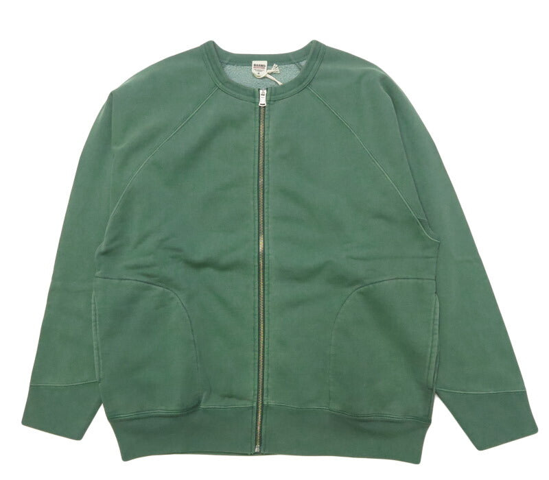 バーンズ BARNS 長袖 アスレチック ジップアップ スウェット カーディガン ピグメント染め 裏起毛 BR-25467【2025年秋冬新作】