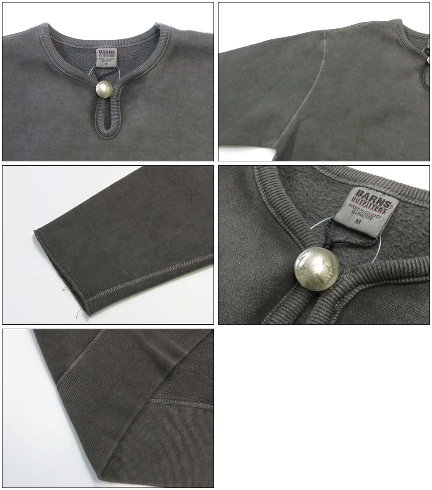 バーンズ BARNS BW CONCHO SWET コンチョネックスウェット ピグメント染め  BR-25480