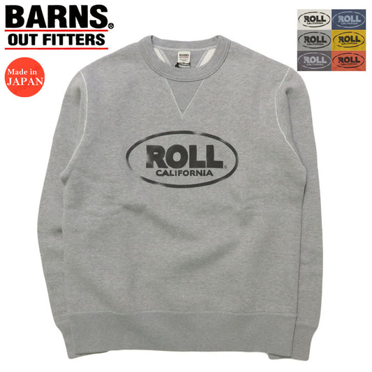 バーンズ BARNS はめこみ両ガゼットクルーネックスウェット 長袖