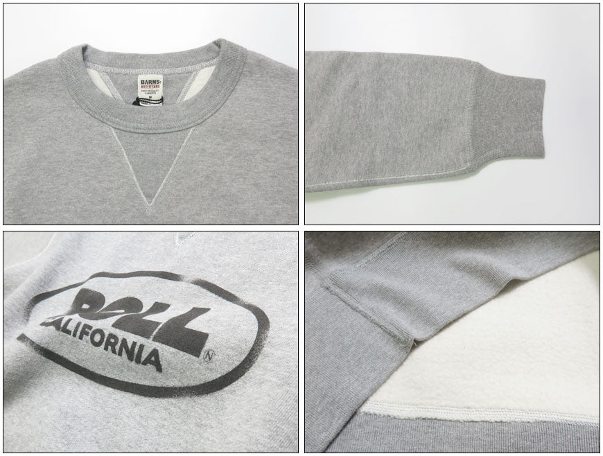 バーンズBARNSはめこみ両ガゼットクルーネックスウェット長袖