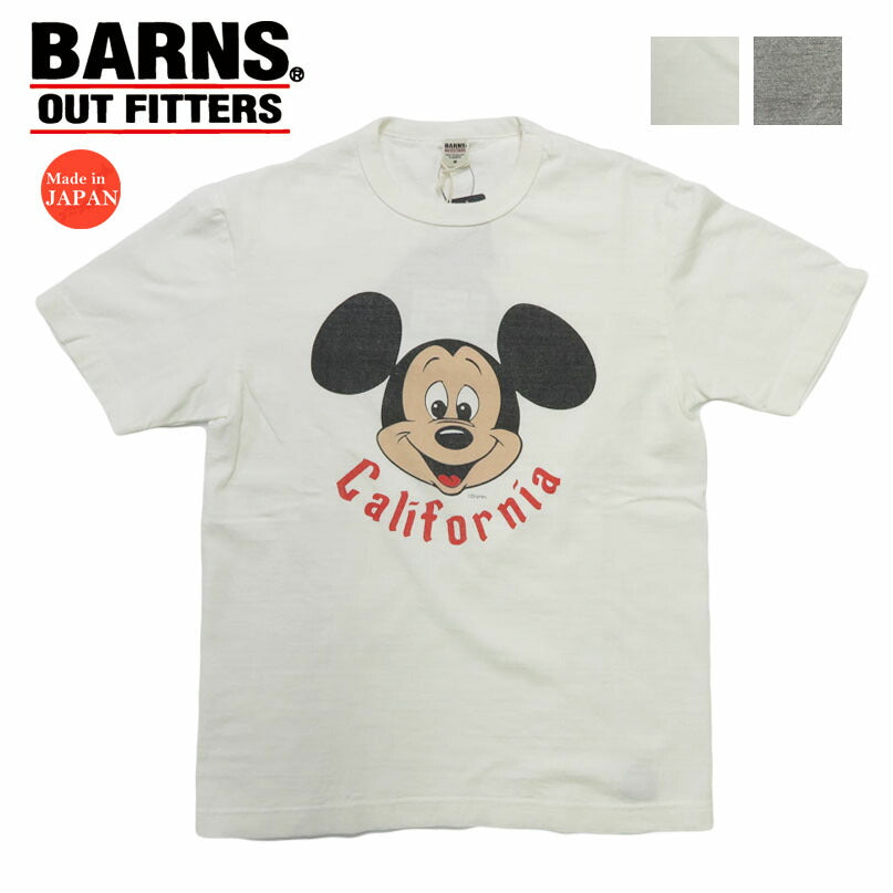 バーンズ BARNS 半袖Tシャツ  TSURI-AMI MICKEY TEE 吊り編み Mickey Mouse ミッキー  BR-26183【2026年春夏新作】