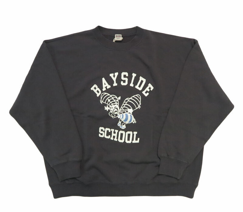バーンズ BARNS コンフィミドルウェイト クルーネックプリントスウェット 長袖 "BAYSIDE SCHOOL" BR-26199 【2026年春夏新作】