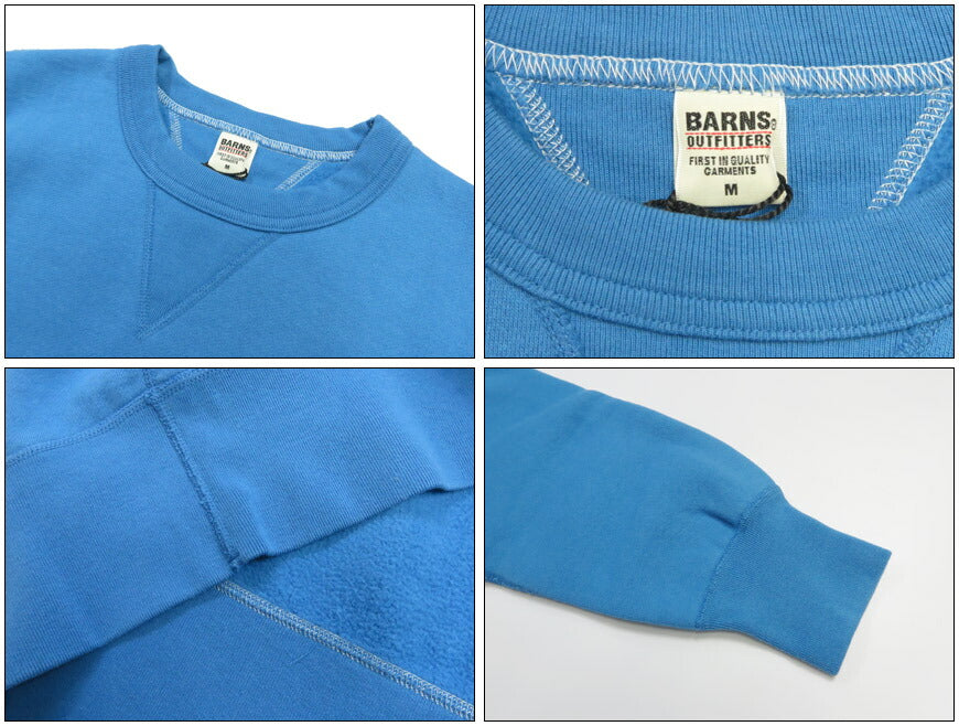 バーンズ BARNS はめ込み両Vガゼット クルーネックスウェット フラットシーマ COZUN BR-3000-25LTD 【2025年秋冬新作】