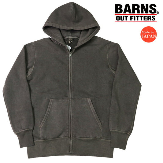 バーンズBARNSフルジップスウェットパーカーフラットシーマージップアップユーズド加工ピグメント顔料染めBR-3010【2024-25年秋冬新作】
