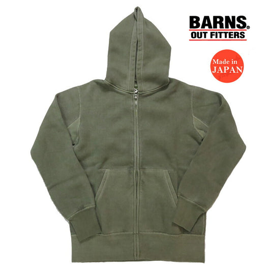 バーンズ BARNS フルジップ スウェットパーカー ピグメント加工 フラットシーマー ジップアップ  BR-3010PG-25【2025年春夏新作】