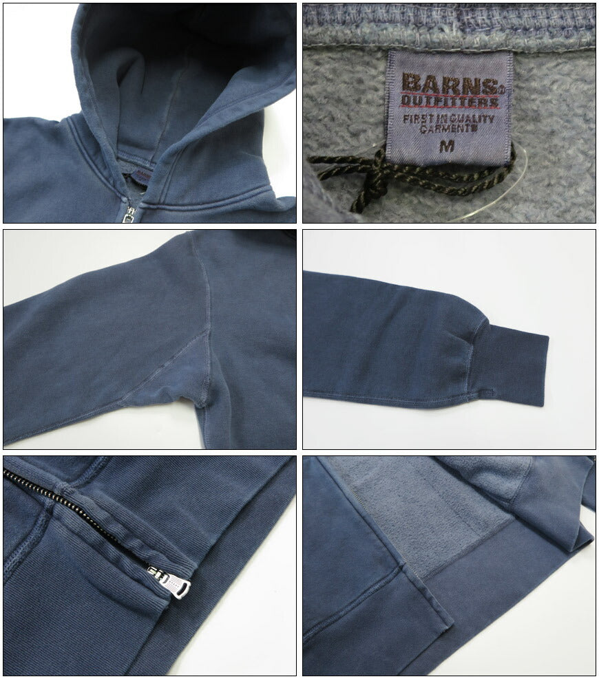 バーンズ BARNS フルジップ スウェットパーカー フラットシーマー ジップアップ 限定カラー  COZUN ZIP PARKA BR-3010PG-26【2026年春夏新作】