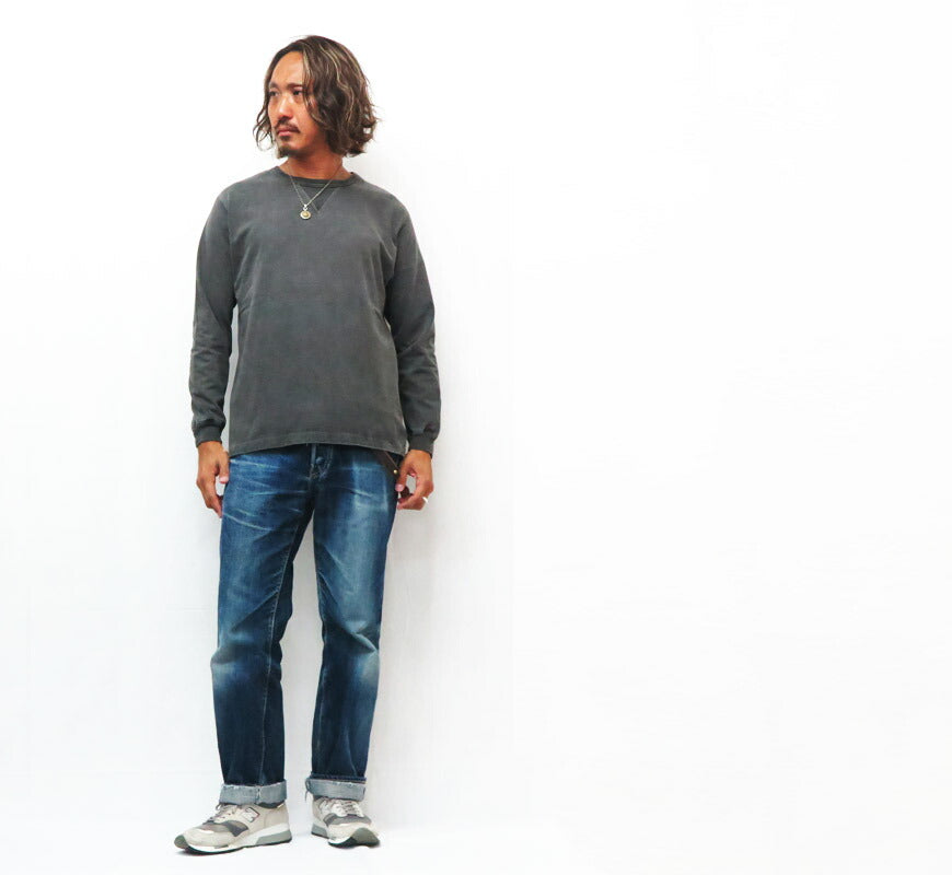 バーンズ BARNS 長袖 Tシャツ クルーネック ヴィンテージ ピグメント