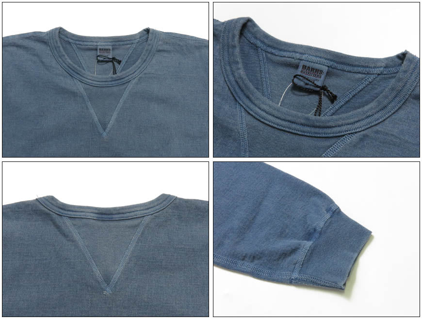 バーンズ BARNS 長袖 両VガゼットクルーネックＴシャツ  2026ssカラー