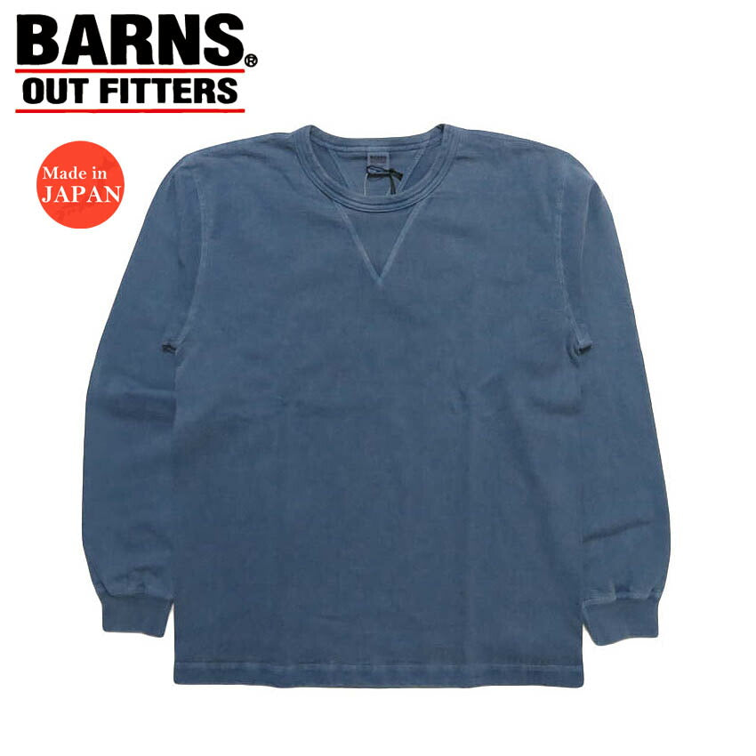 バーンズ BARNS 長袖 両VガゼットクルーネックＴシャツ  2026ssカラー