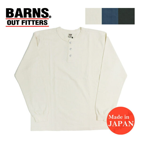 バーンズBARNSSTANDARD14/-COZUNヘンリーネックロングTシャツButtonWorksBR-3044BSP-25【2025年秋冬新作】