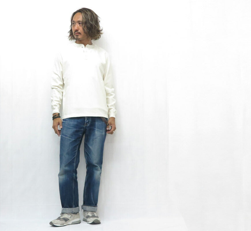 バーンズBARNSSTANDARD14/-COZUNヘンリーネックロングTシャツButtonWorksBR-3044BSP-25【2025年秋冬新作】